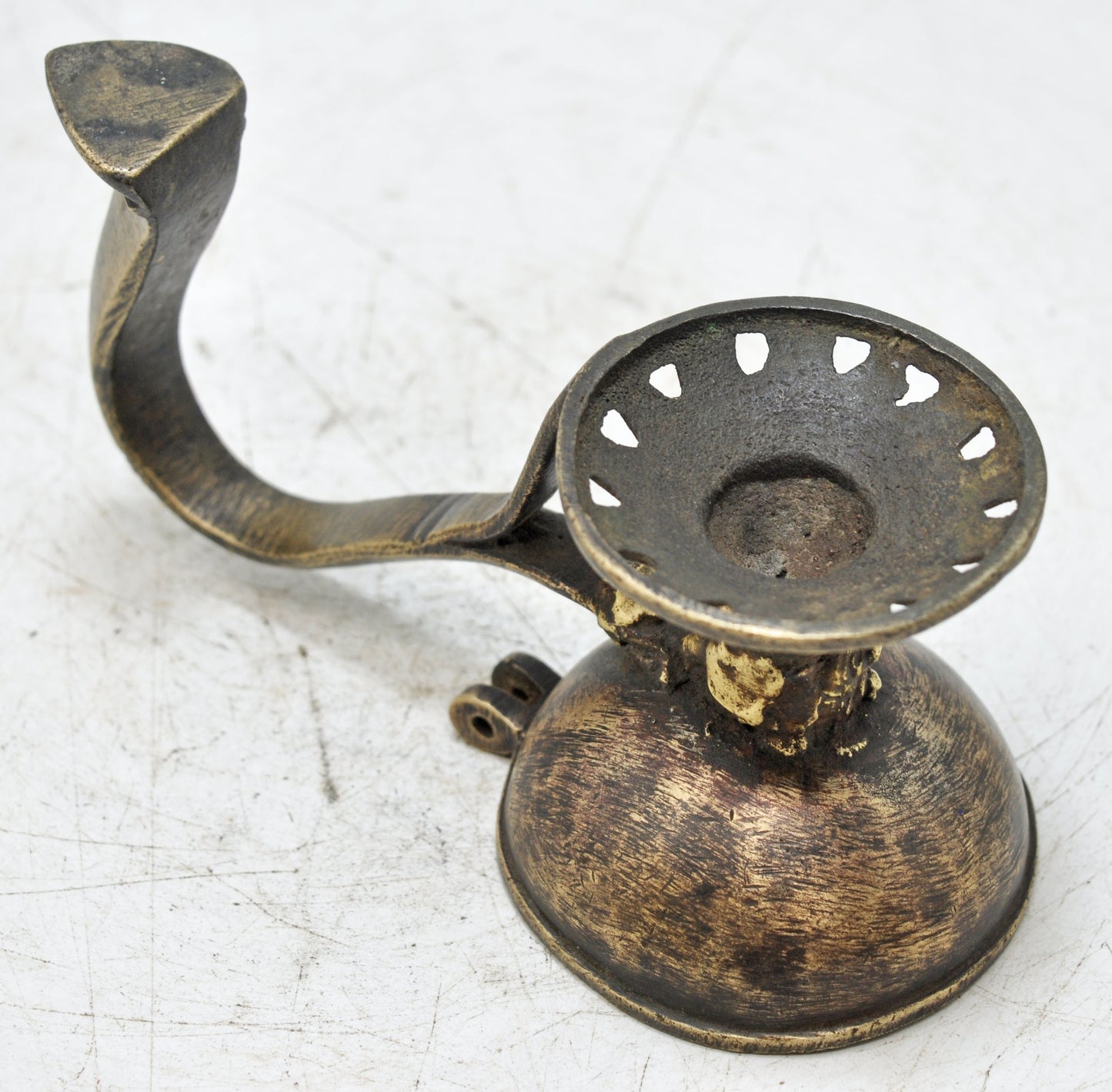 Antique Brass Temple Diya Light Aarti Stand Original Old hand Crafted Engraved