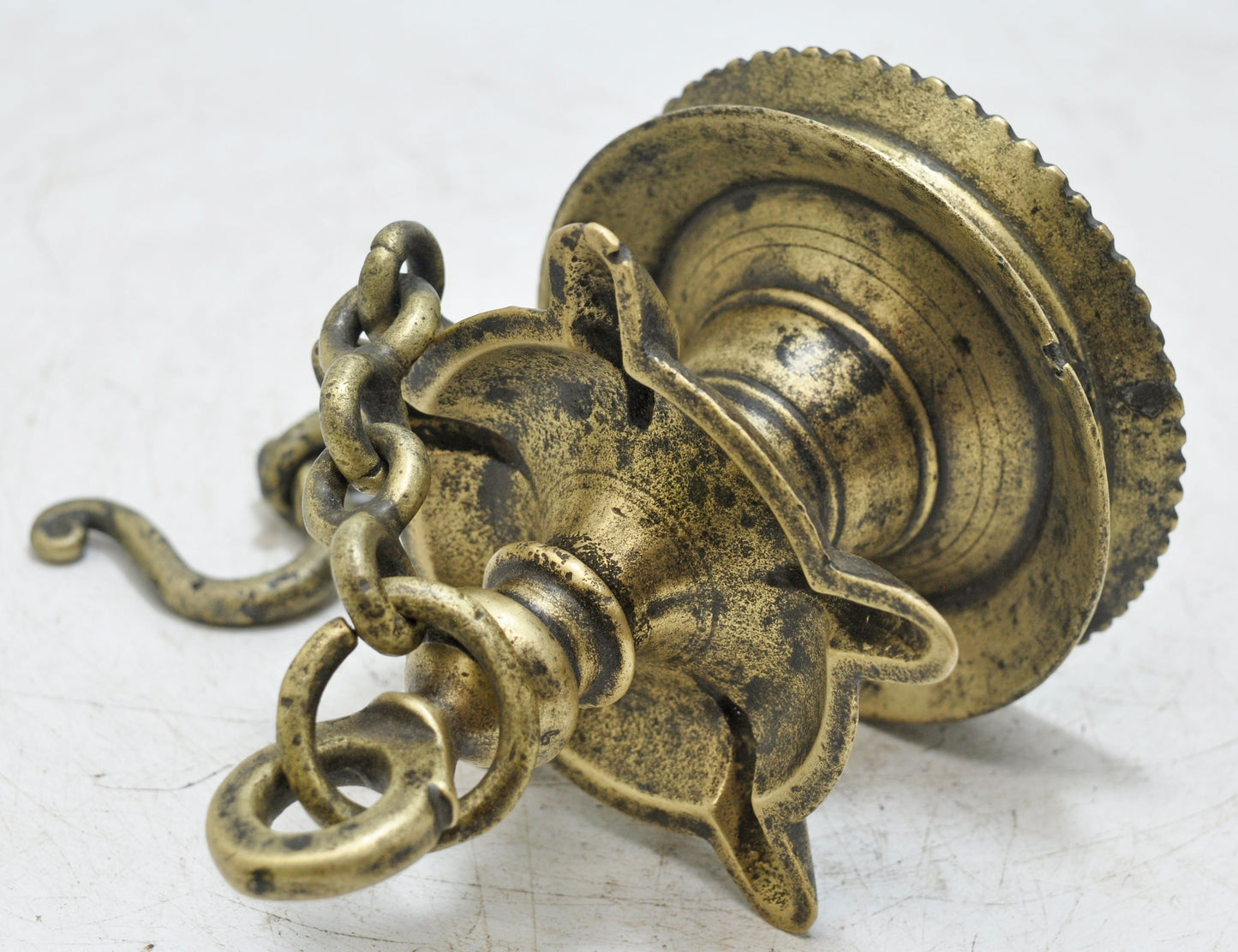 Antique Brass Hanging Diya Oil Light Lamp Original Old Hand Crafted Engraved