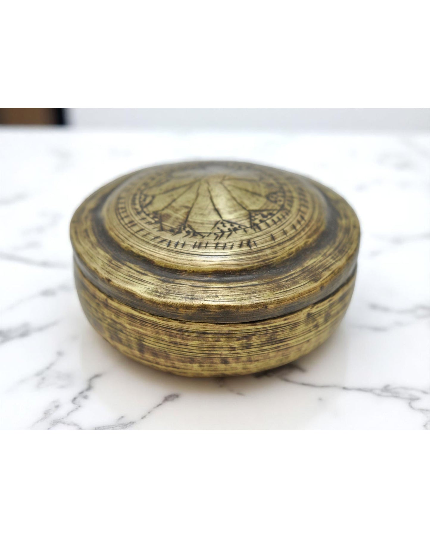 Antique Brass Round Betel Nuts Supari Box Original Old Hand Crafted