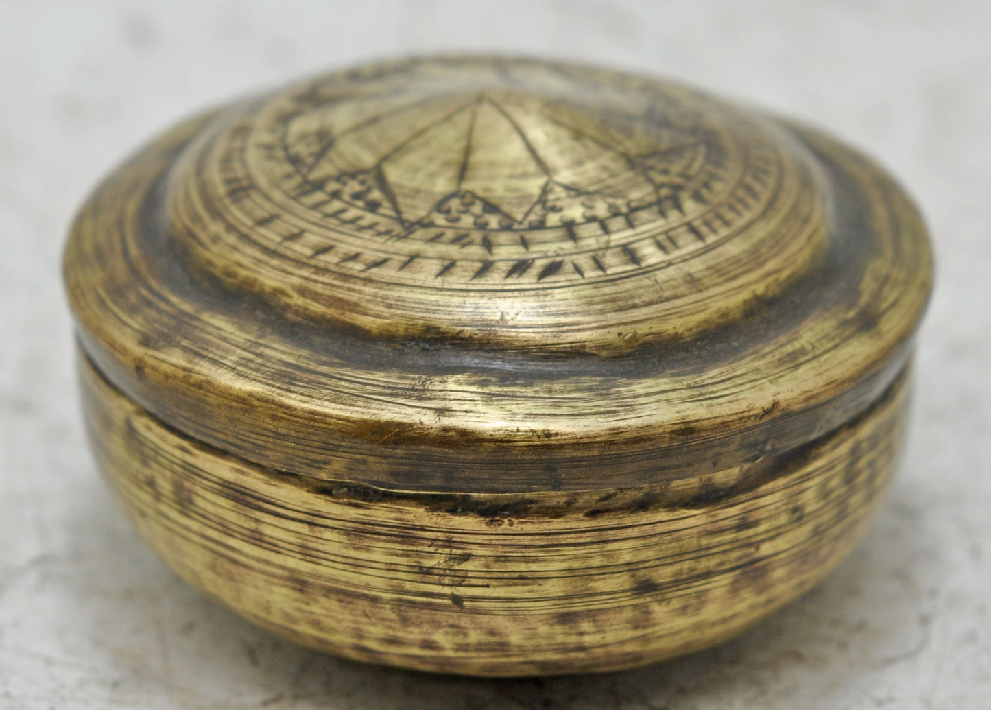 Antique Brass Round Betel Nuts Supari Box Original Old Hand Crafted