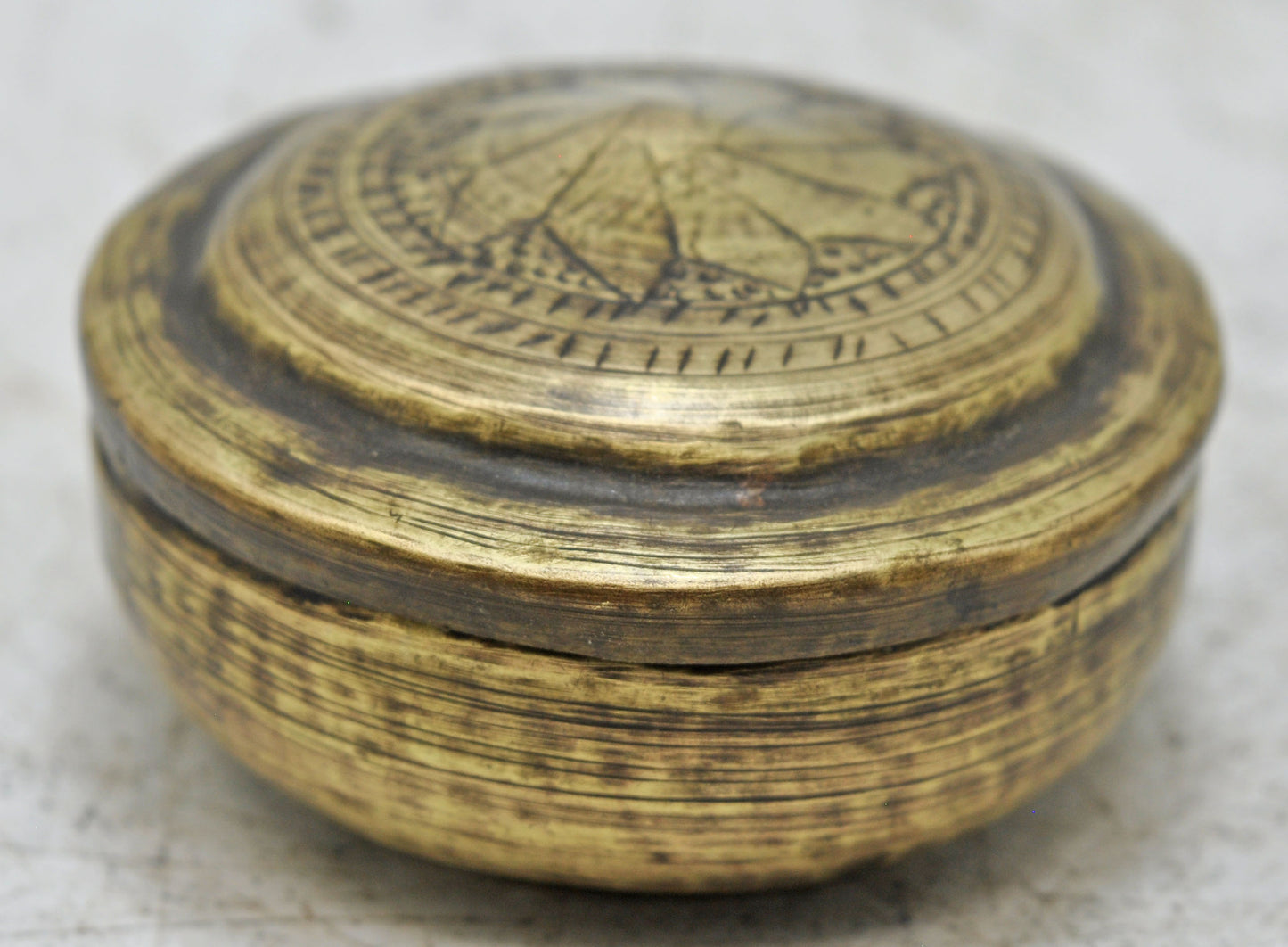 Antique Brass Round Betel Nuts Supari Box Original Old Hand Crafted