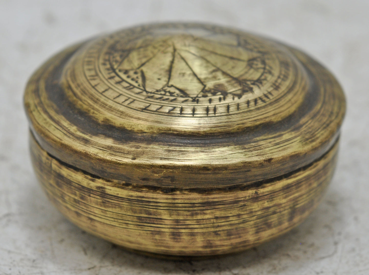 Antique Brass Round Betel Nuts Supari Box Original Old Hand Crafted