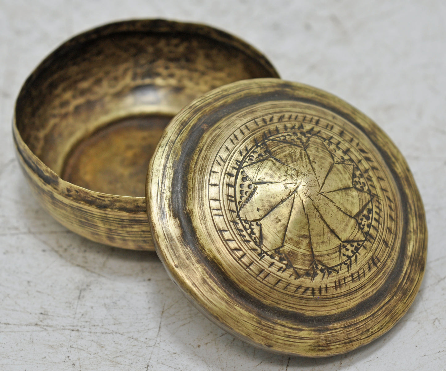 Antique Brass Round Betel Nuts Supari Box Original Old Hand Crafted
