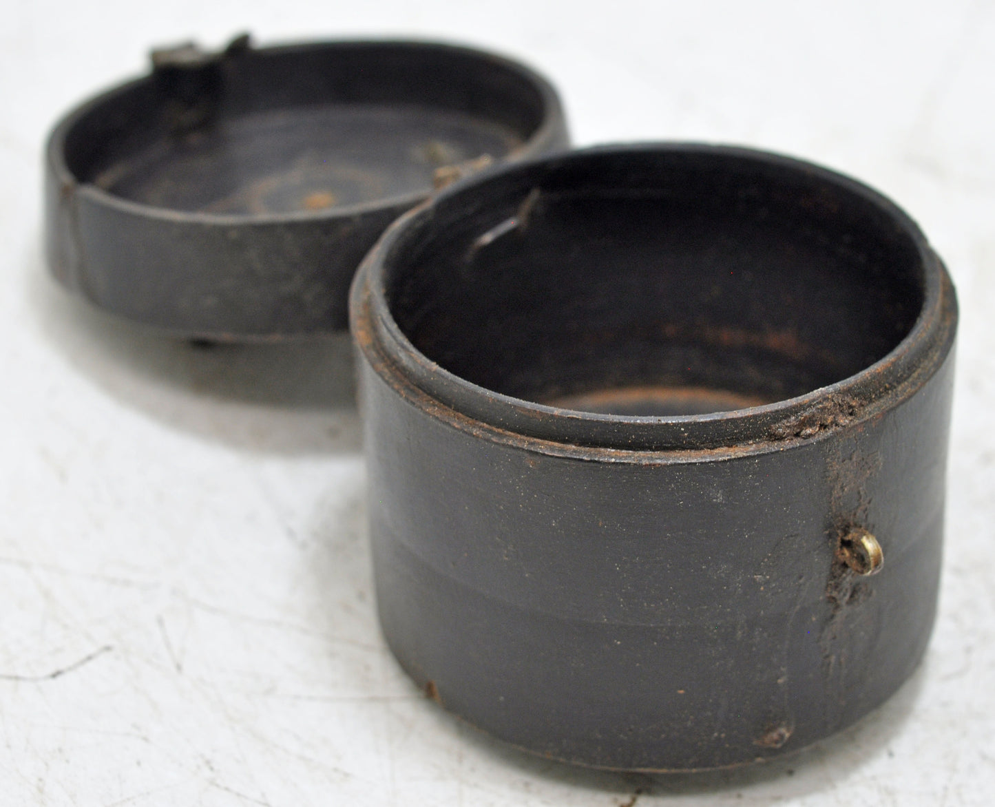 Antique Wooden Kum Kum Powder Tika Box Original Old Painted Brass Fitted