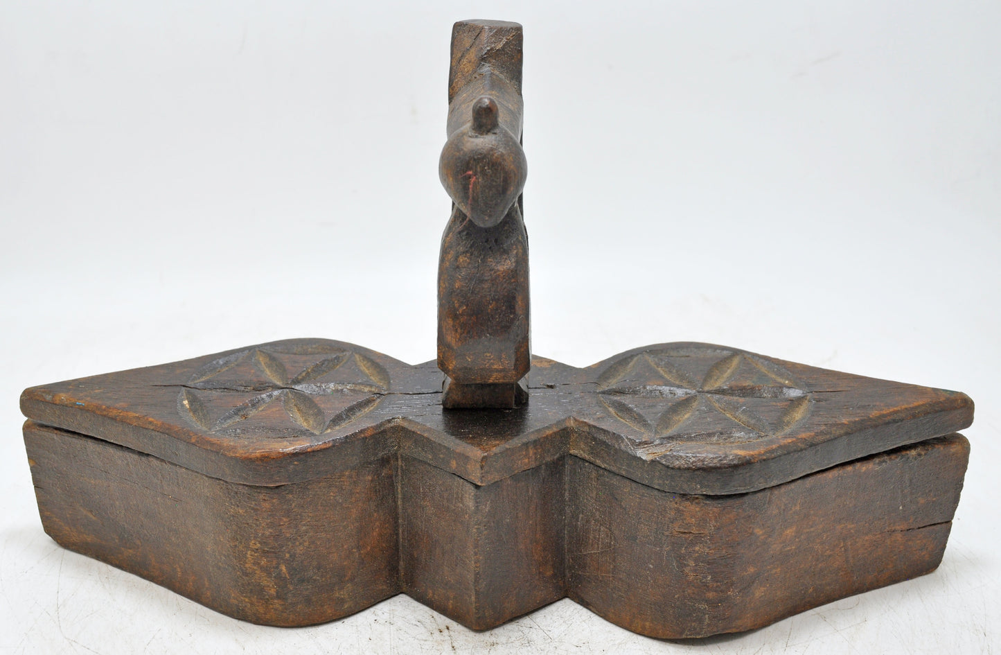 Antique Wooden Kitchenware Spice Box Original Old Hand Carved
