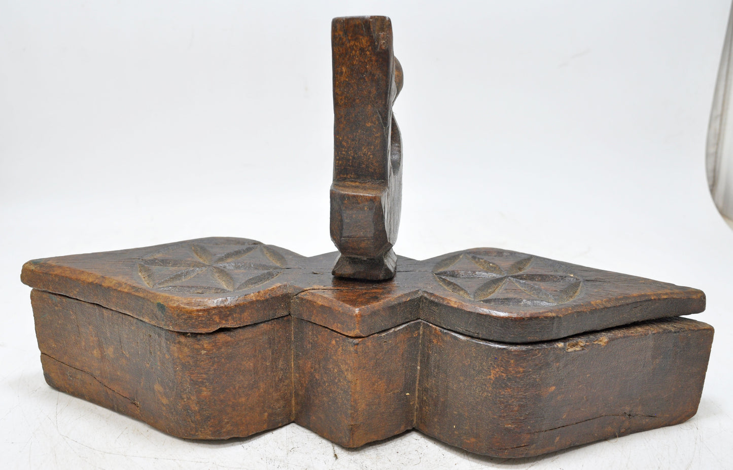 Antique Wooden Kitchenware Spice Box Original Old Hand Carved