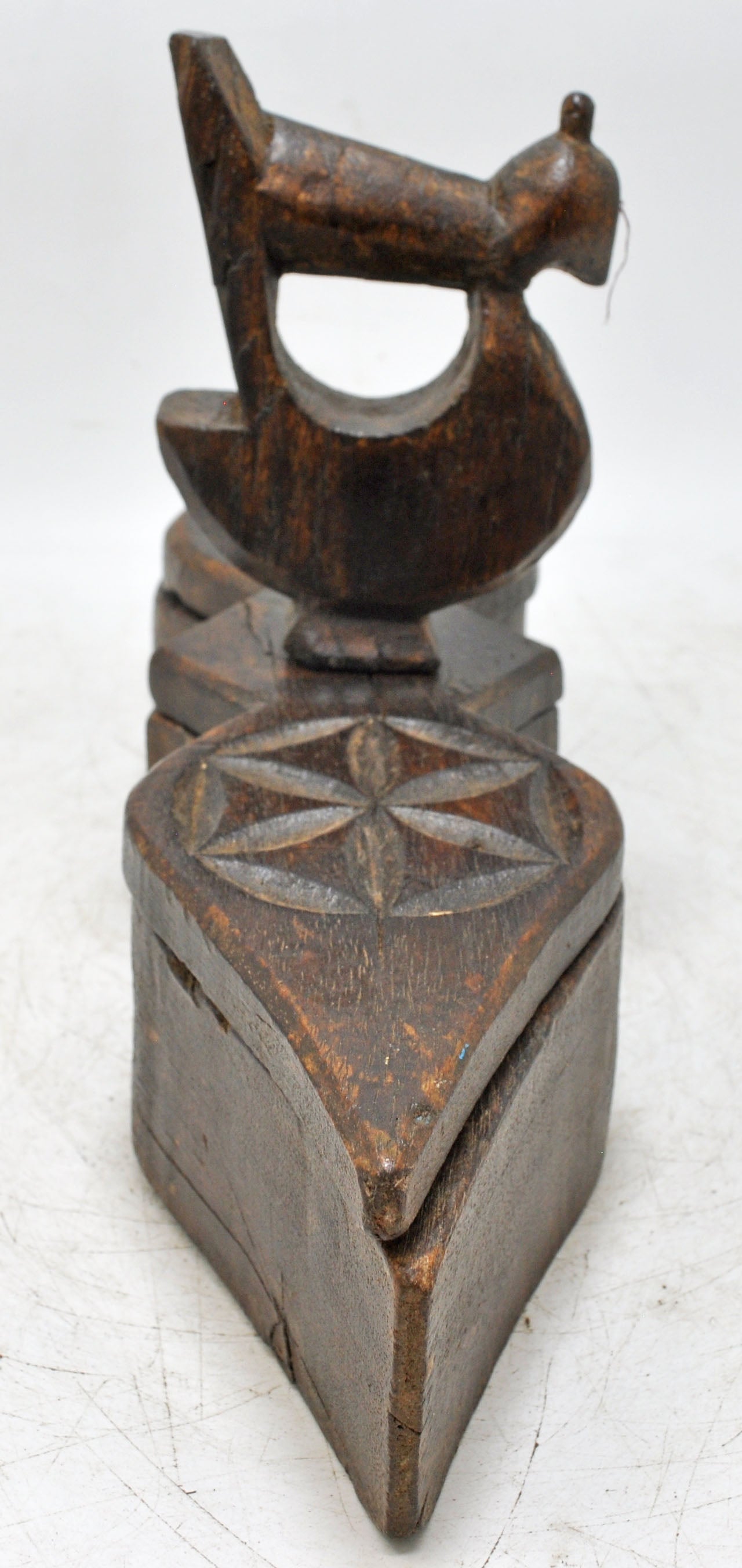 Antique Wooden Kitchenware Spice Box Original Old Hand Carved