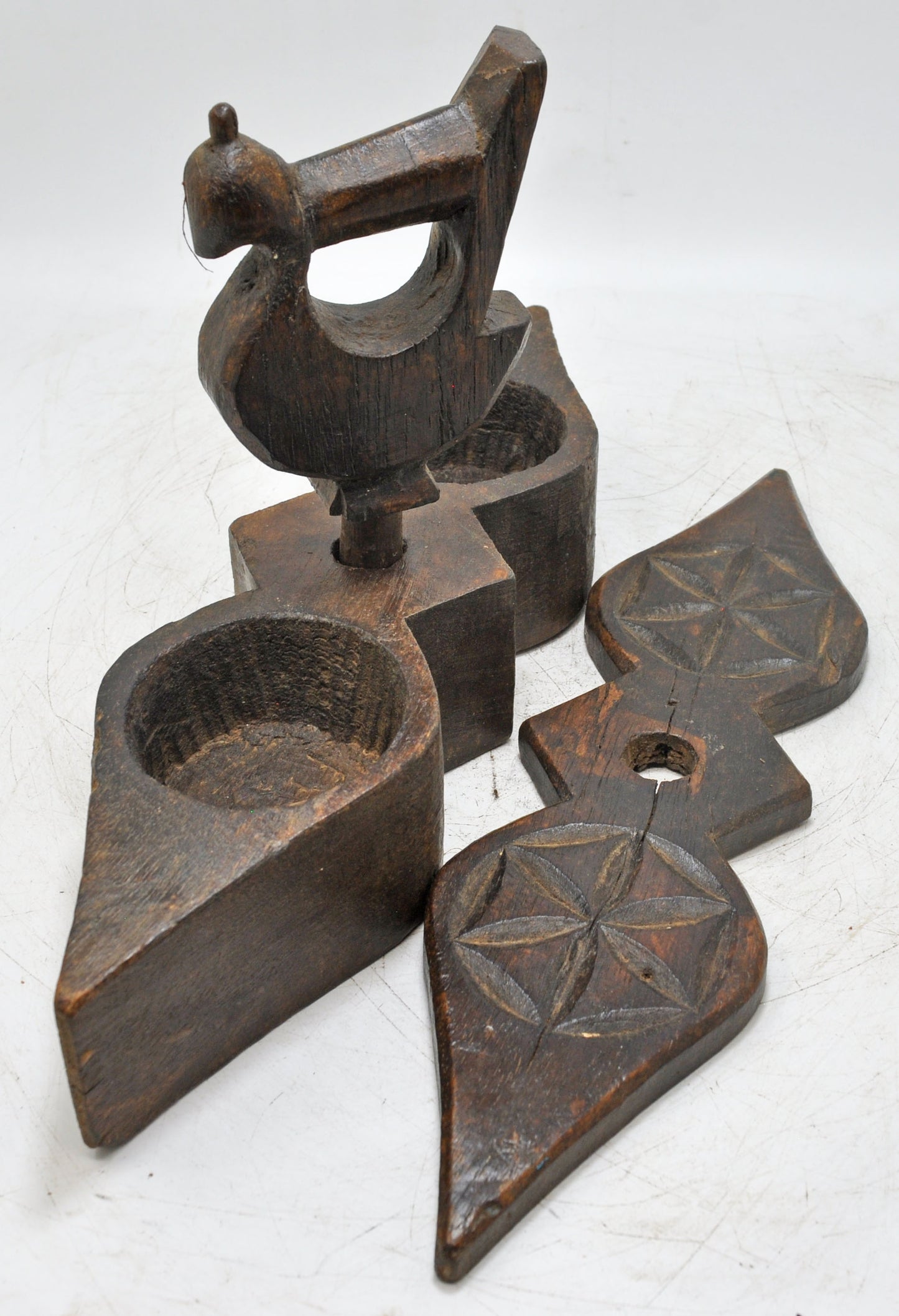 Antique Wooden Kitchenware Spice Box Original Old Hand Carved