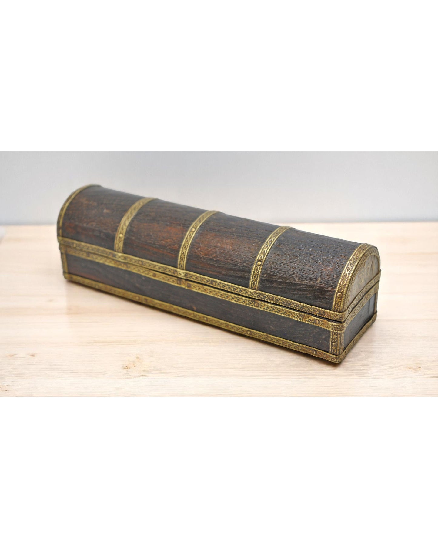 Vintage Brass Small Pencil Box Original Old Hand Crafted Brass Fitted