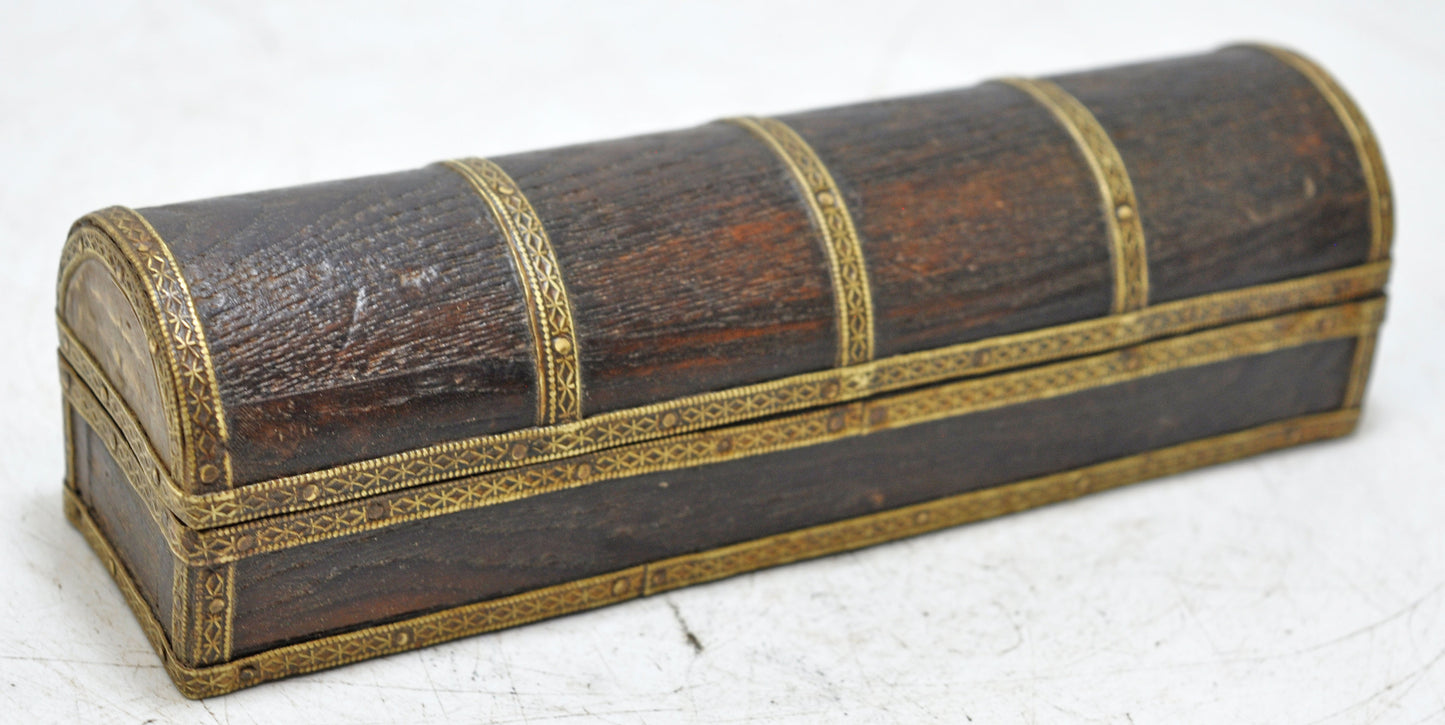 Vintage Brass Small Pencil Box Original Old Hand Crafted Brass Fitted