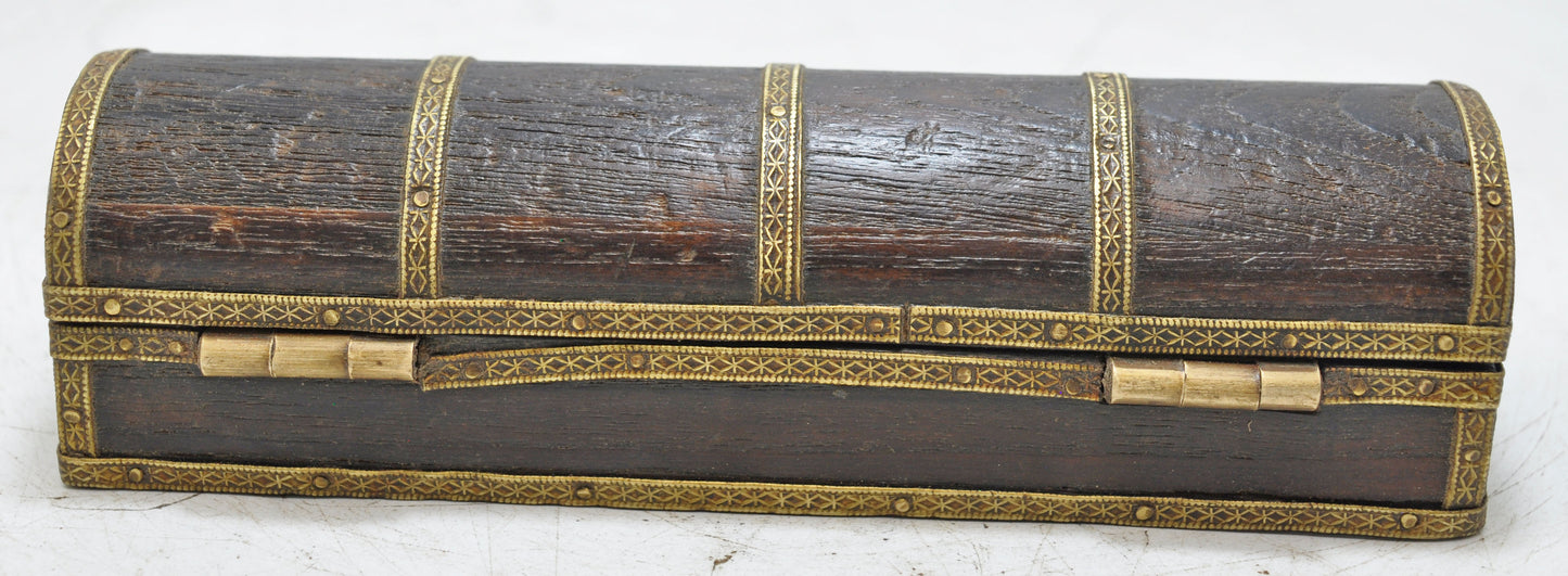 Vintage Brass Small Pencil Box Original Old Hand Crafted Brass Fitted