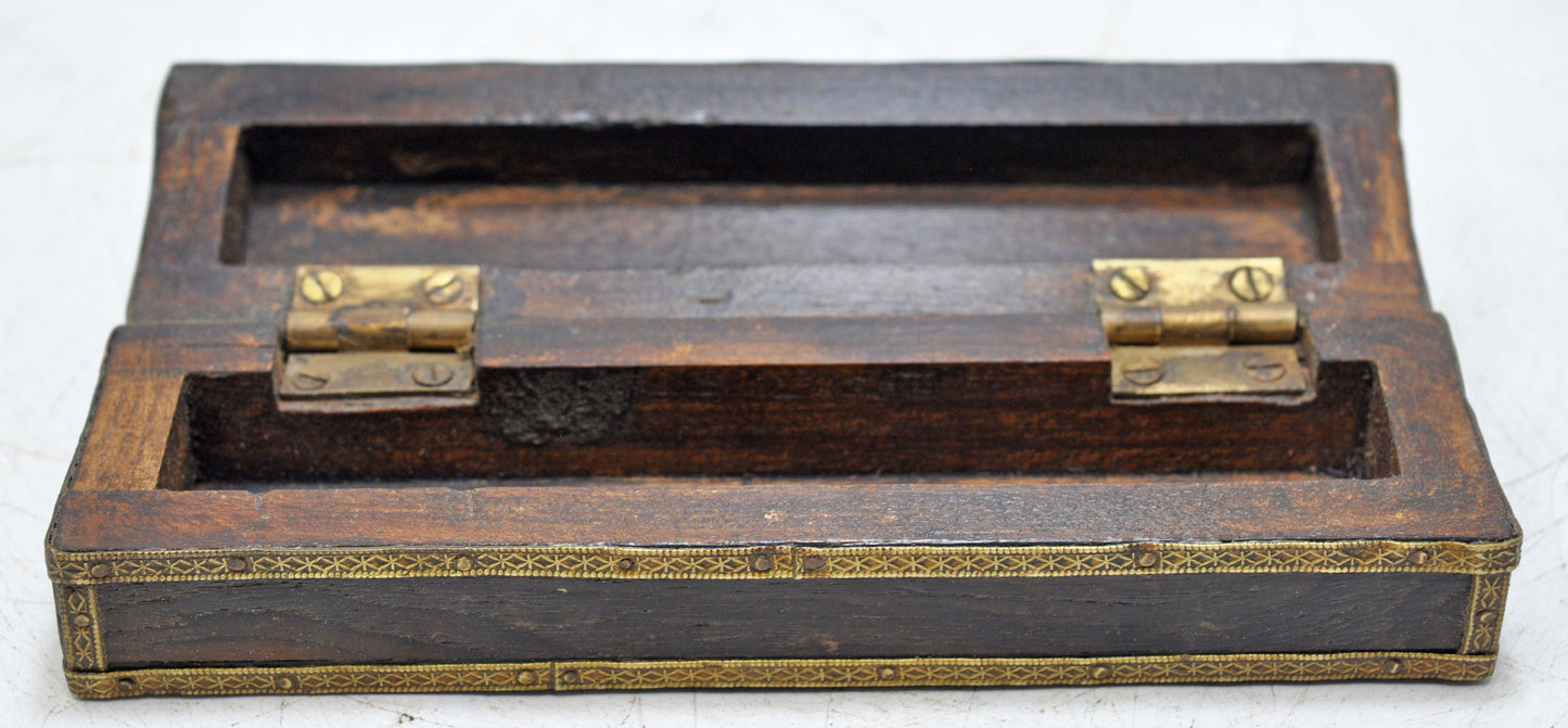 Vintage Brass Small Pencil Box Original Old Hand Crafted Brass Fitted