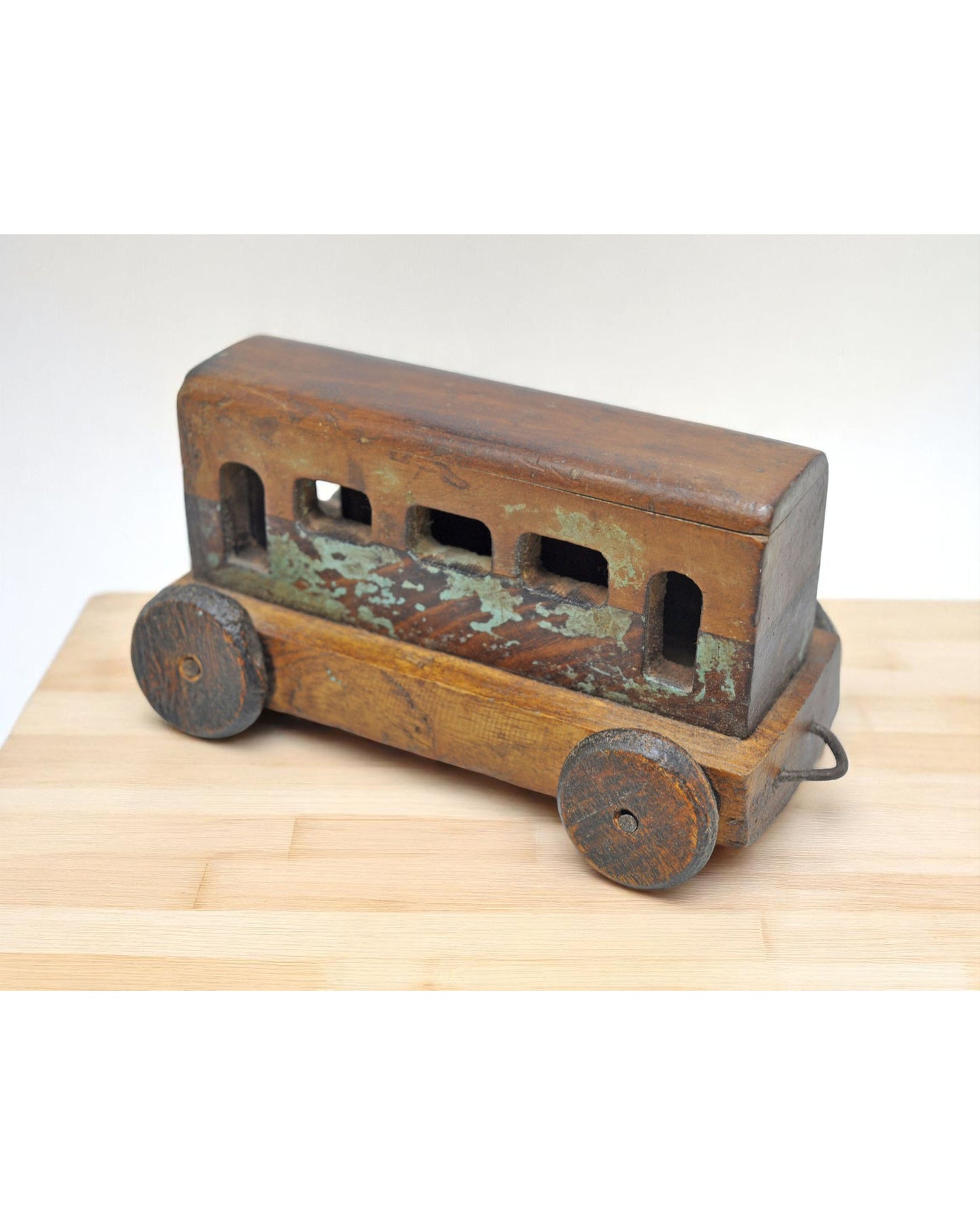 Vintage Wooden Train Bogey Model Figurine Original Old Hand Crafted