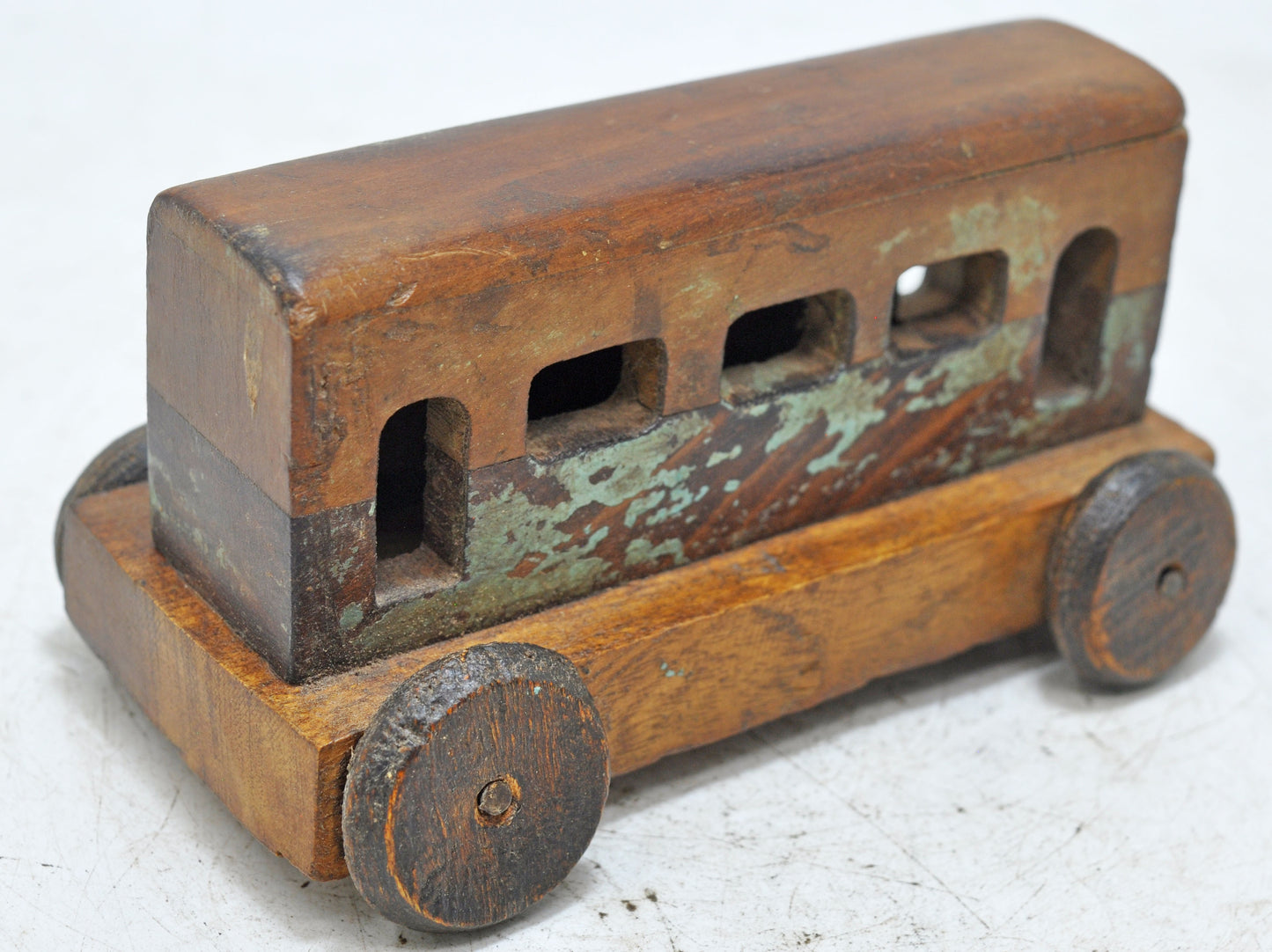 Vintage Wooden Train Bogey Model Figurine Original Old Hand Crafted