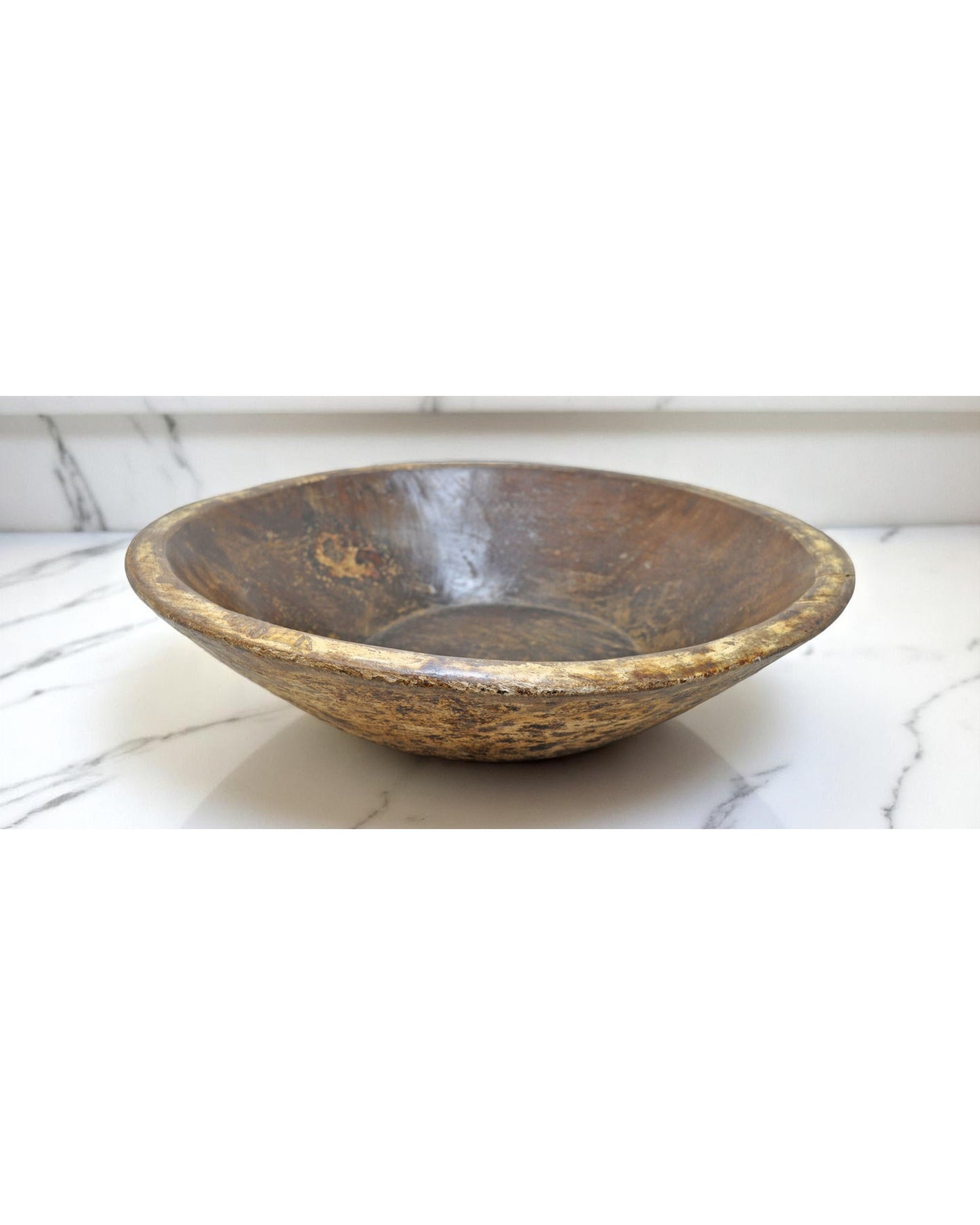 Antique Wooden Round Dough Kneading Bowl Parat Original Old Hand Carved