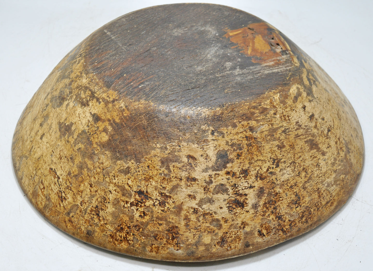 Antique Wooden Round Dough Kneading Bowl Parat Original Old Hand Carved