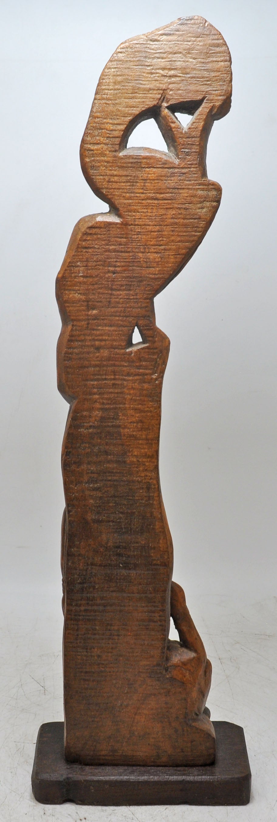 Antique Wooden Tall Ethnic Village Scene Figurine Statue Original Fine Hand Carved