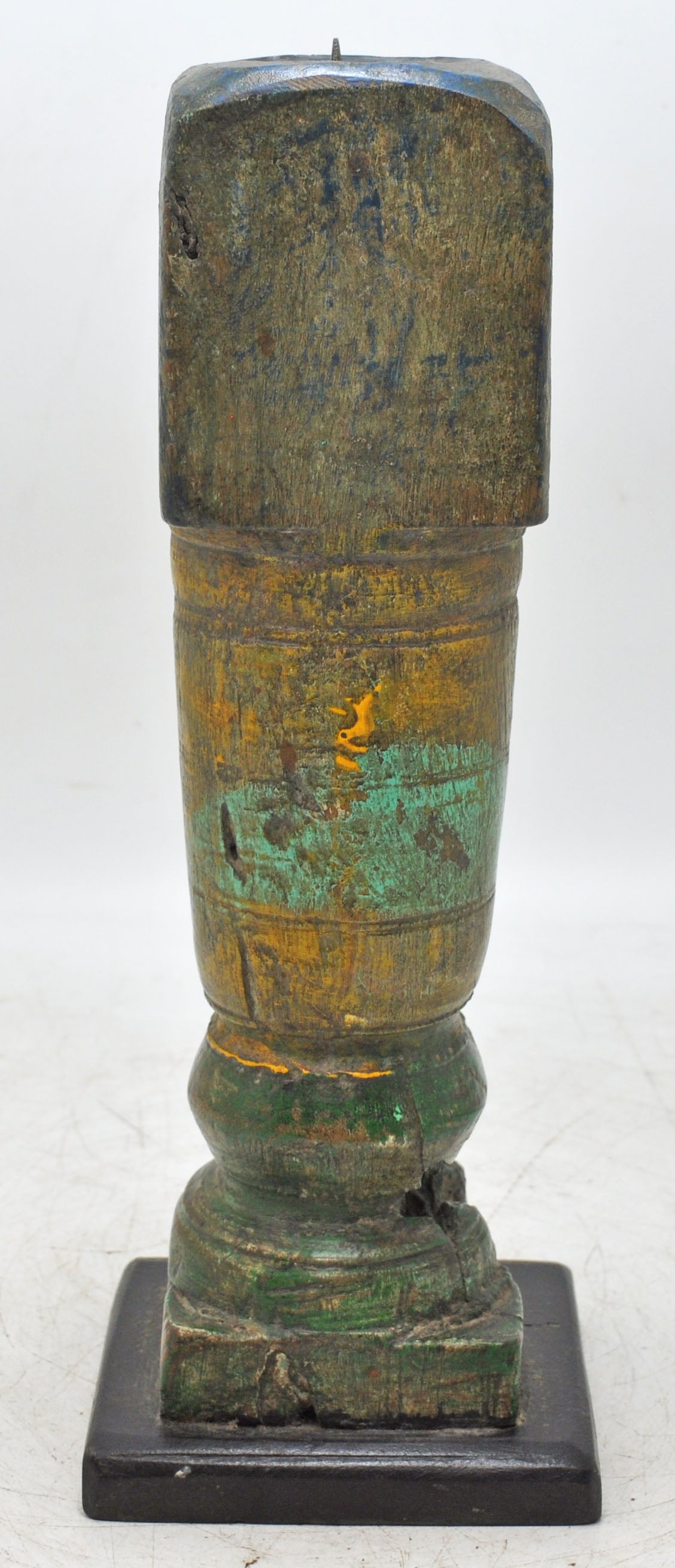 Antique Wooden Paga Leg Candle Holder Original Old Hand Carved Rustic Painted