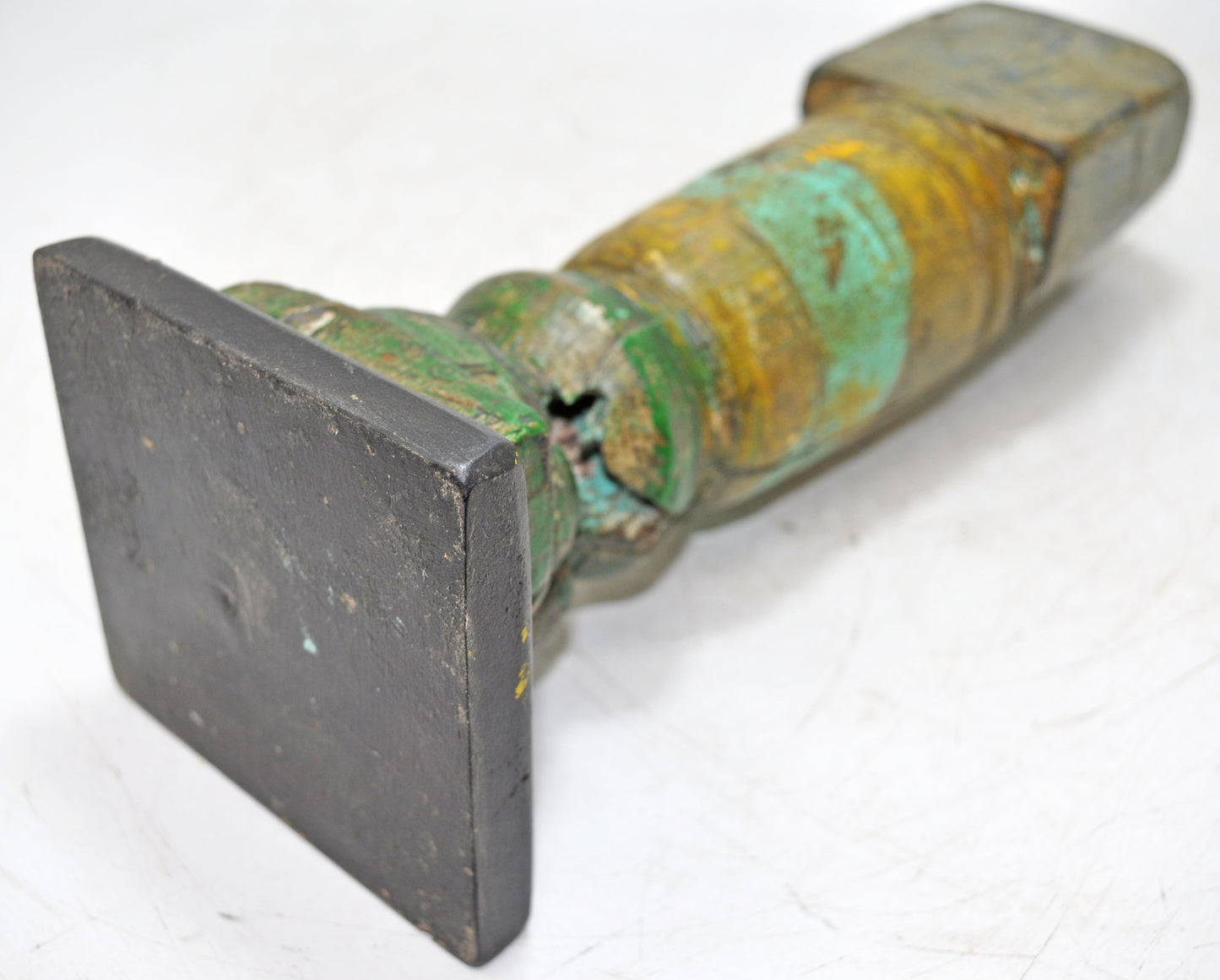 Antique Wooden Paga Leg Candle Holder Original Old Hand Carved Rustic Painted