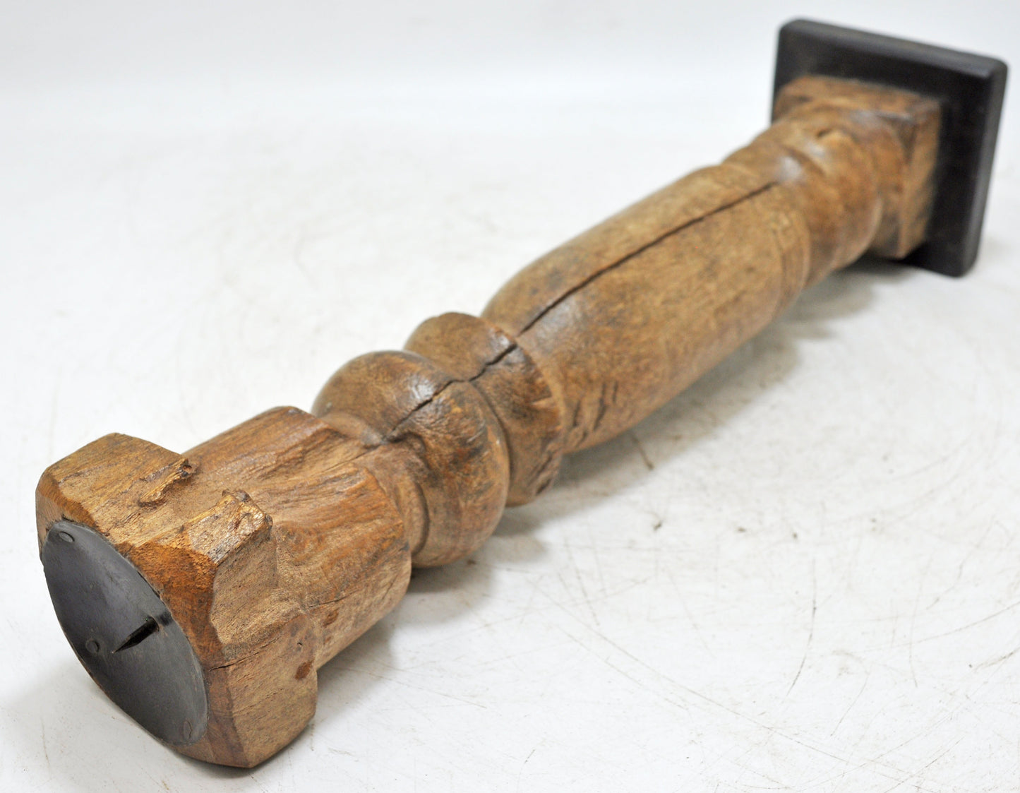 Antique Wooden Paga Leg Candle Holder Original Old Hand Carved