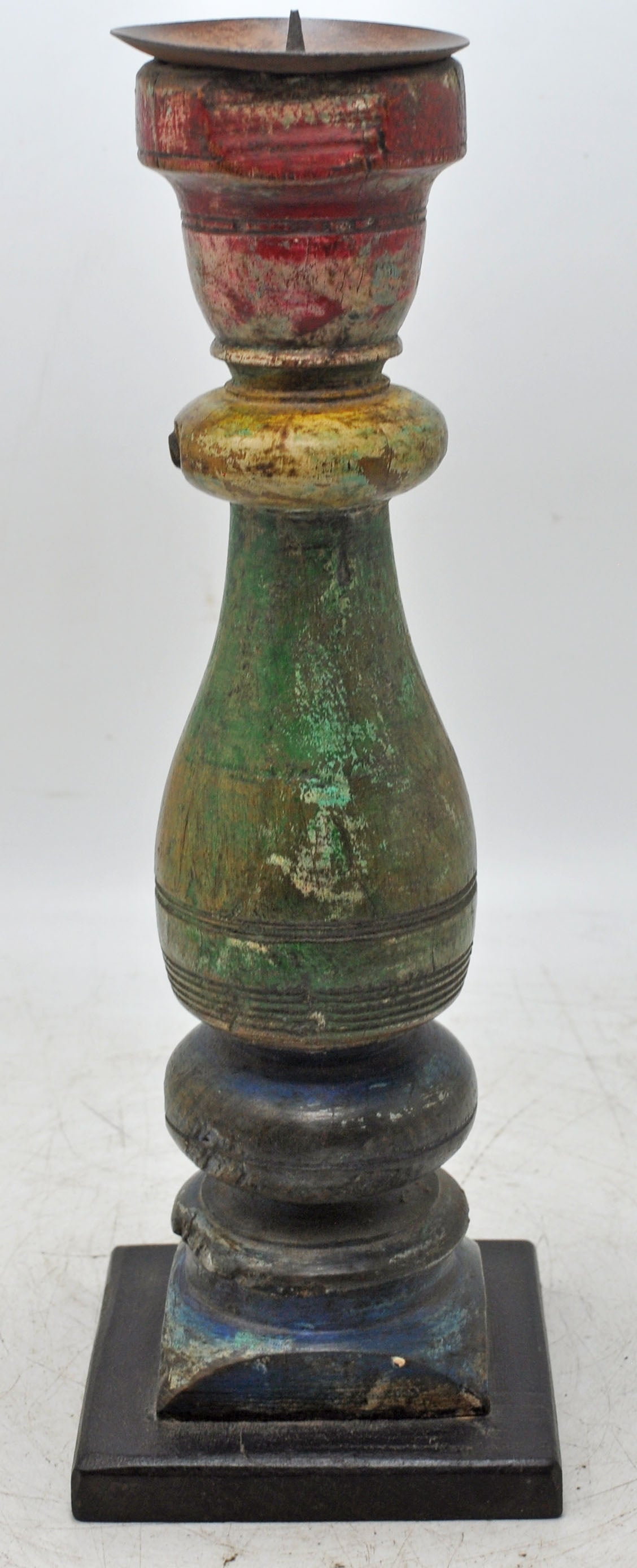 Antique Wooden Paga Leg Candle Holder Original Old Hand Carved Rustic Painted