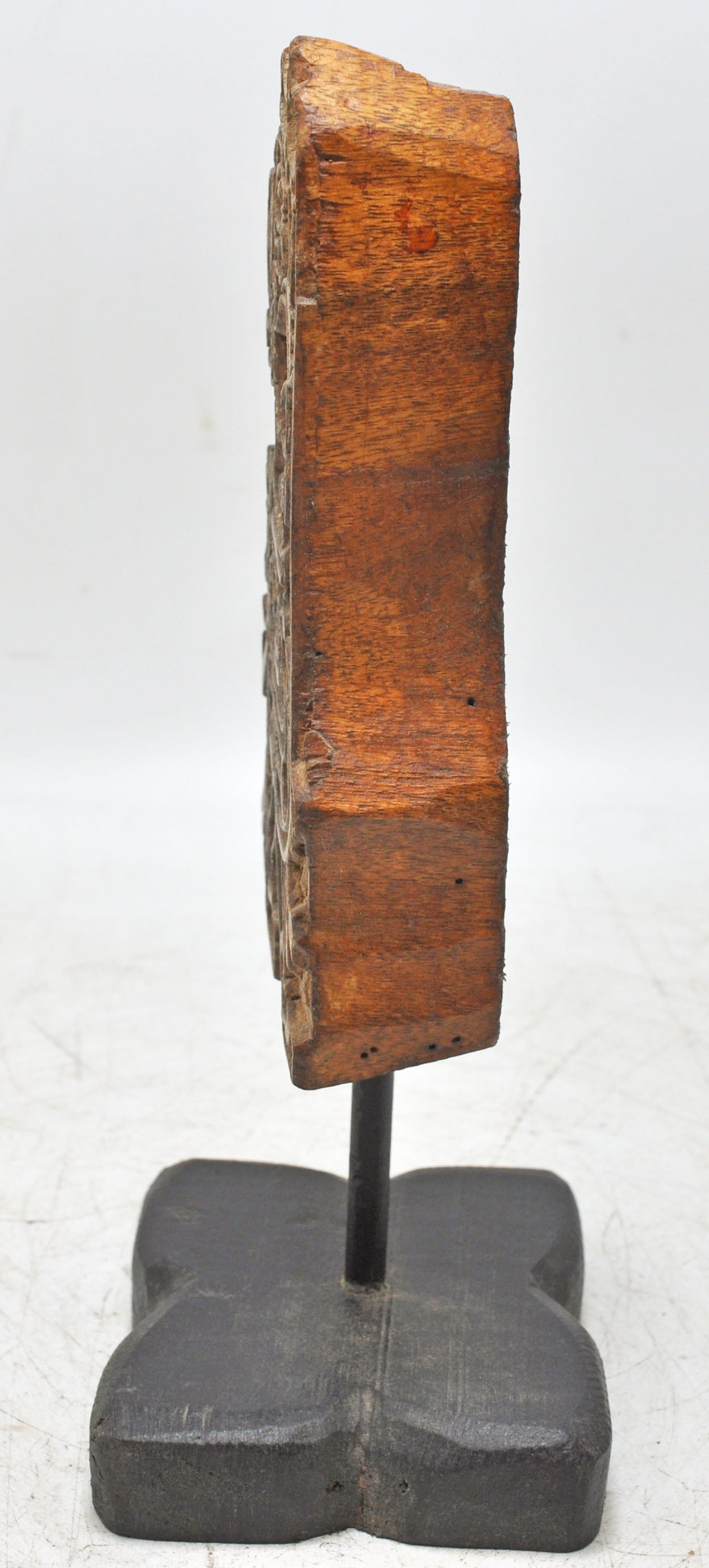 Antique Wooden Textile Printing Block on Stand Original Old Hand Carved