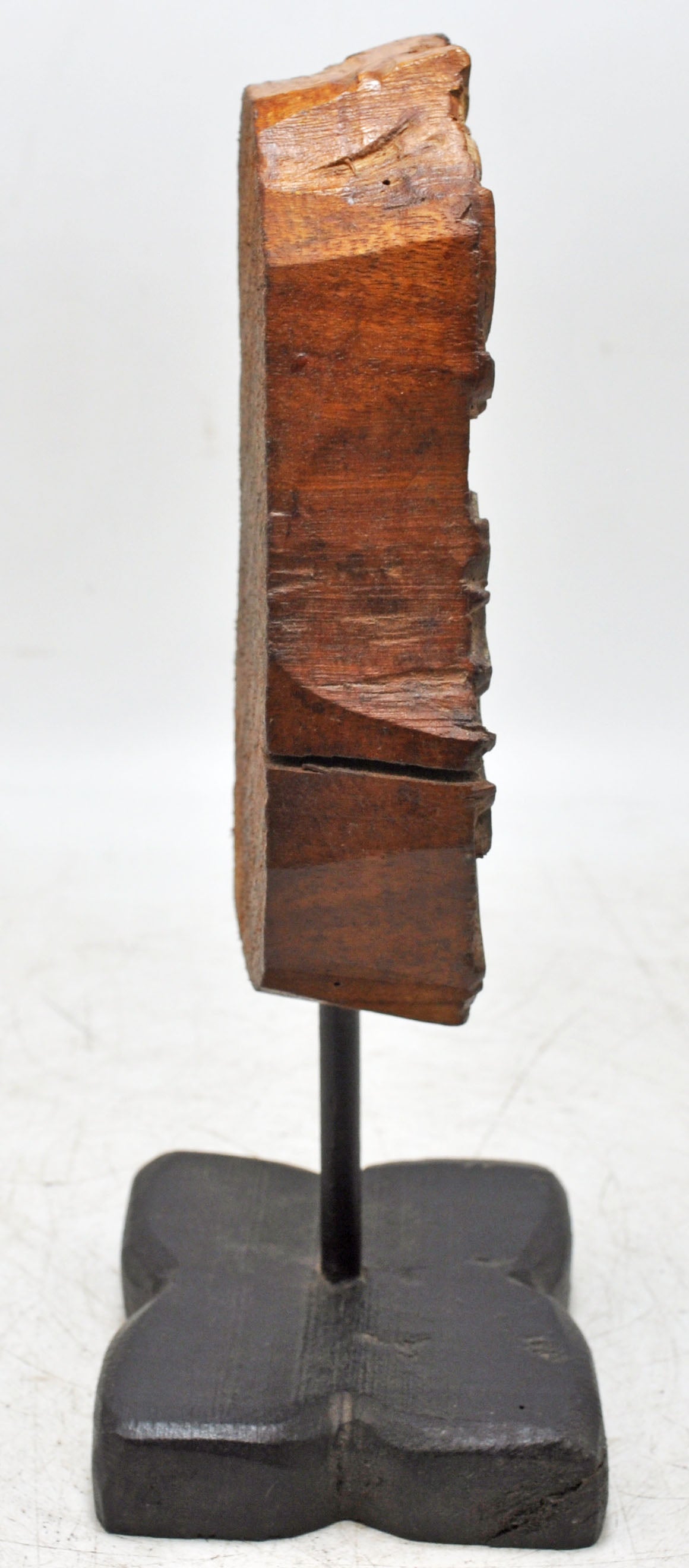 Antique Wooden Textile Printing Block on Stand Original Old Hand Carved