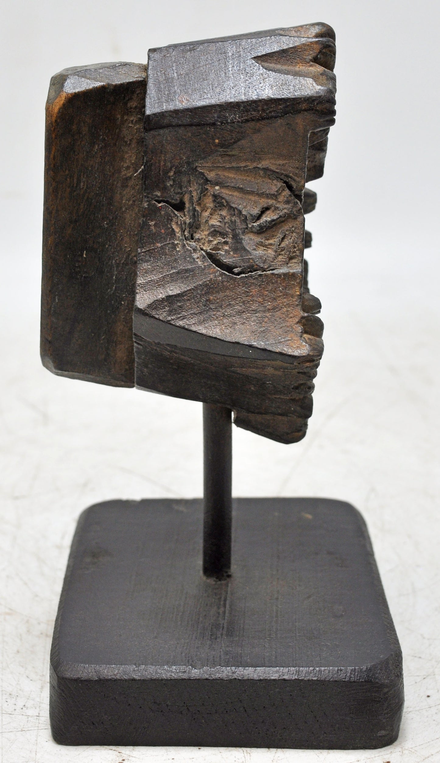 Antique Wooden Textile Printing Block on Stand Original Old Hand Carved