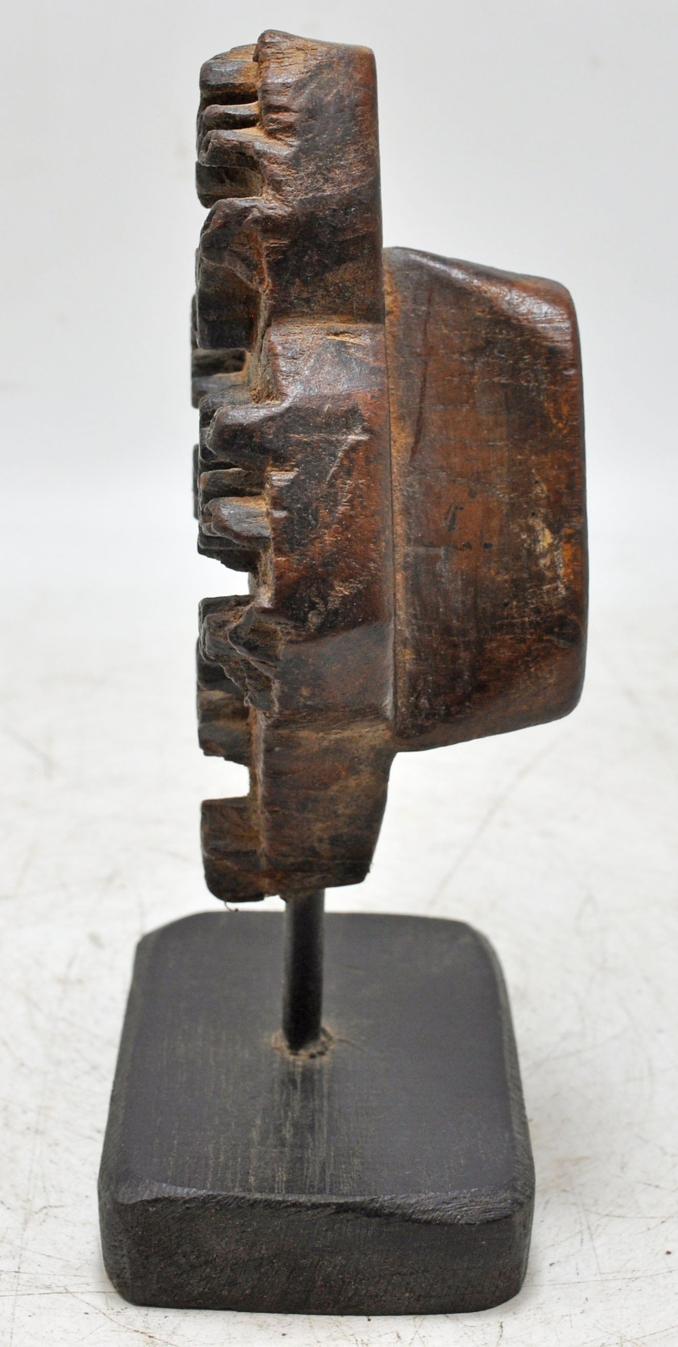 Antique Wooden Textile Printing Block on Stand Original Old Hand Carved