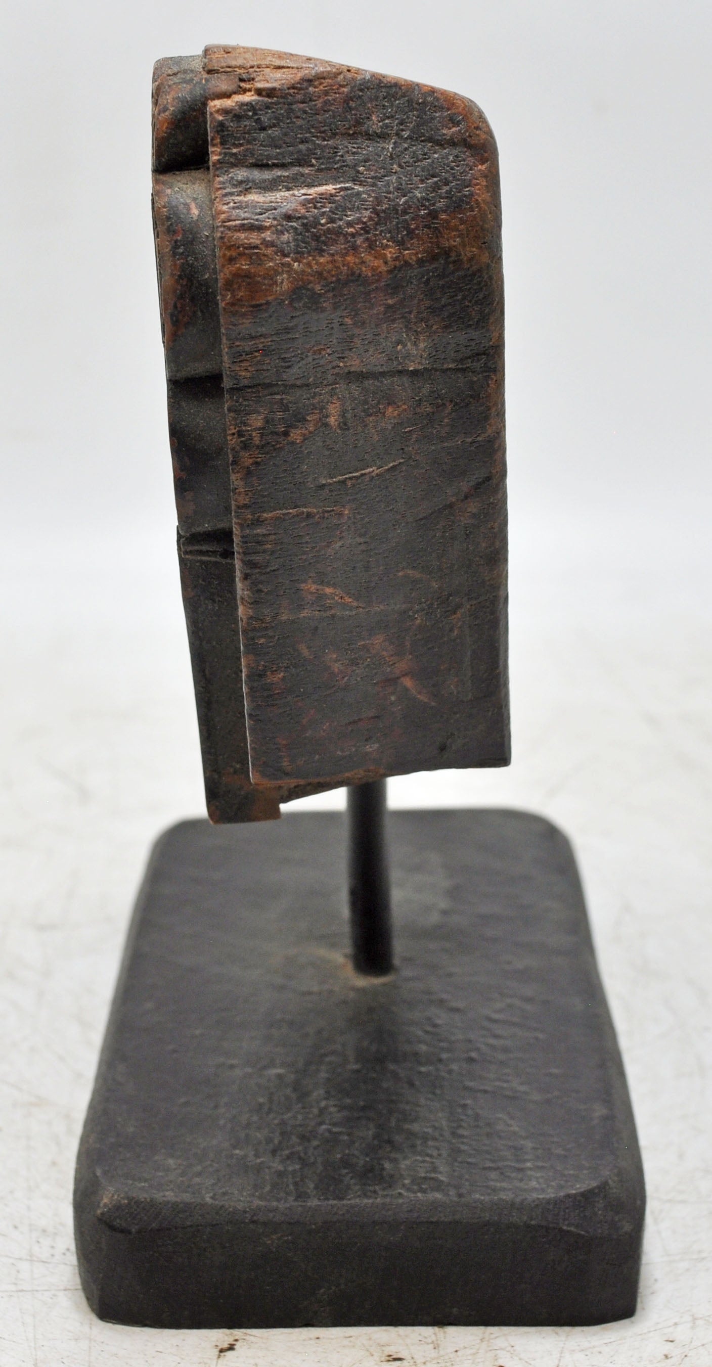 Antique Wooden Textile Printing Block on Stand Original Old Hand Carved