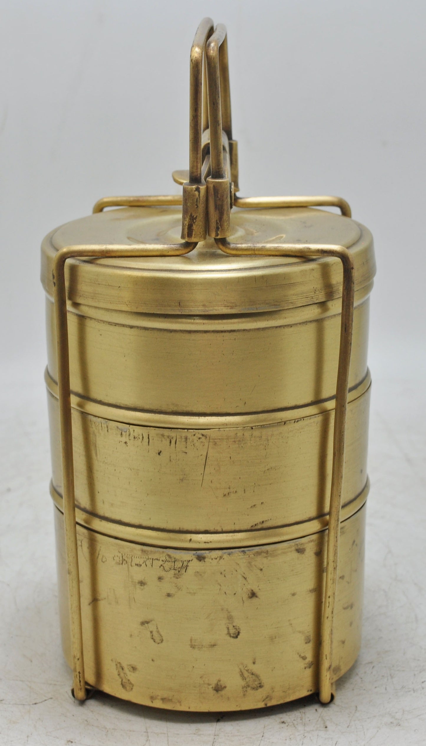 Antique Brass 3 Tier Tiffin Food Box Original Old Hand Crafted