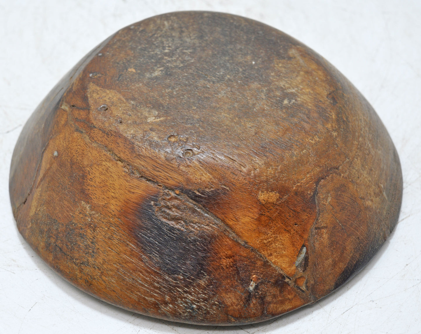 Antique Wooden Round Dough Kneading Parat Bowl Original Old Hand Carved