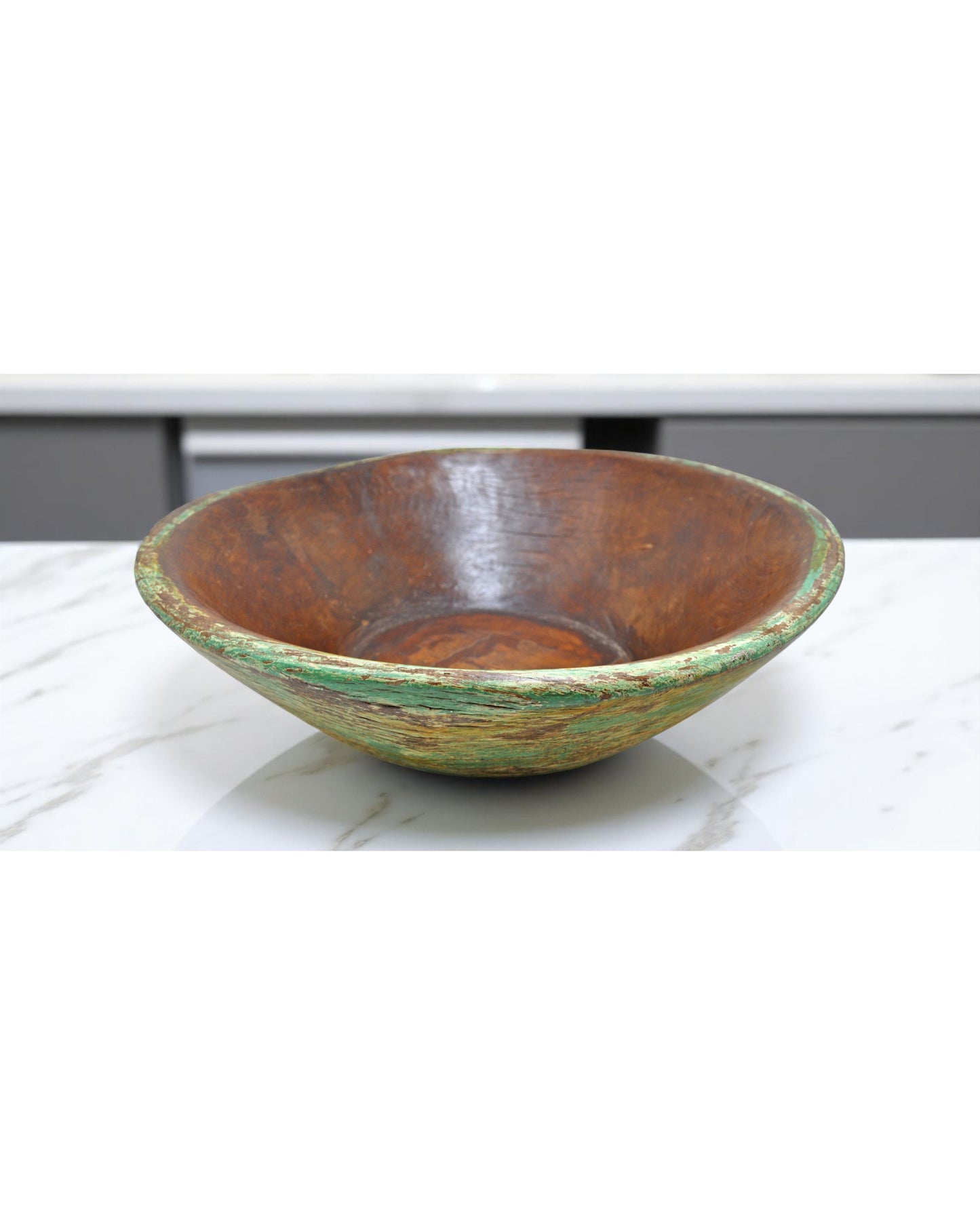 Antique Wooden Round Dough Kneading Parat Bowl Original Old Hand Carved