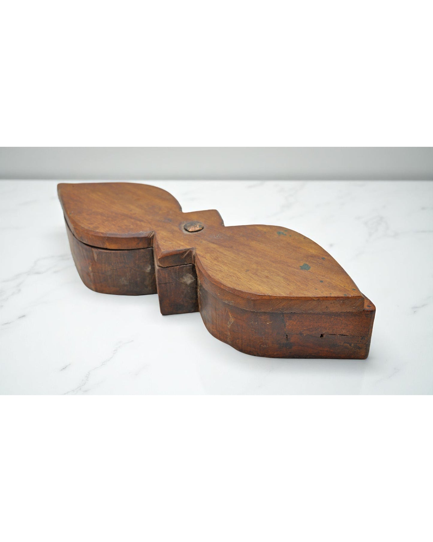 Antique Wooden Kitchenware Spice Box Original Old Hand Carved