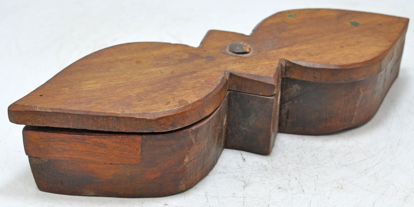 Antique Wooden Kitchenware Spice Box Original Old Hand Carved