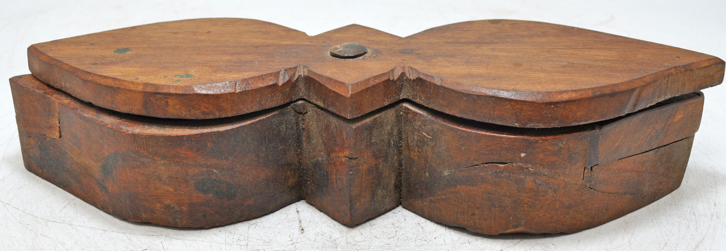 Antique Wooden Kitchenware Spice Box Original Old Hand Carved