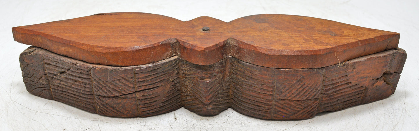 Antique Wooden Kitchenware Spice Box Original Old Hand Carved