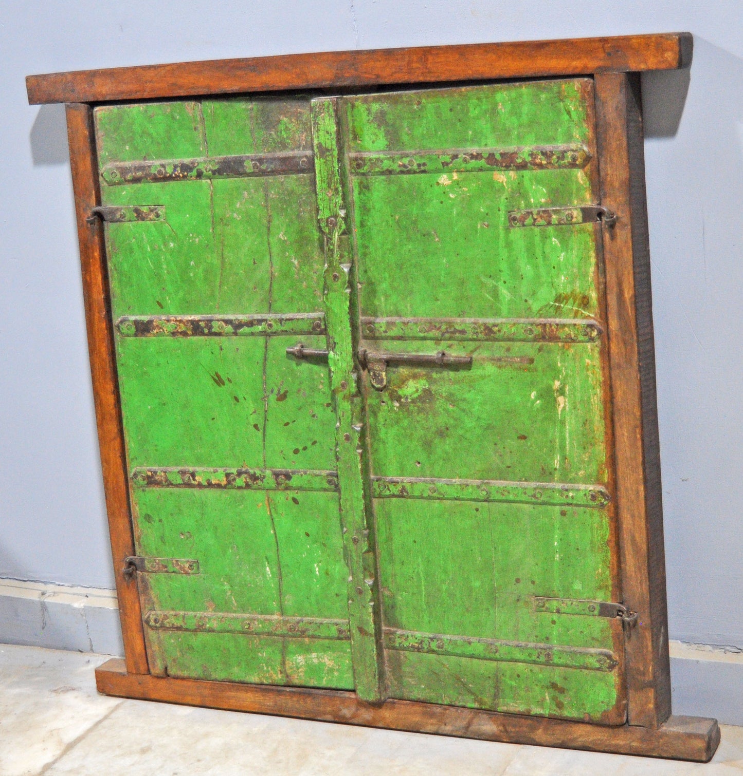 Antique Wooden Large Wall Décor Window Panel With Frame Original Old