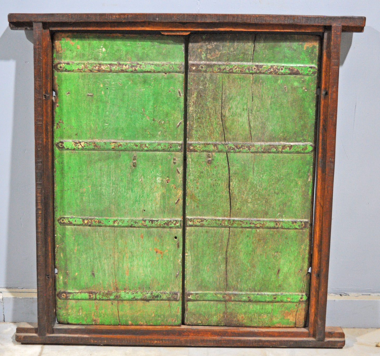 Antique Wooden Large Wall Décor Window Panel With Frame Original Old