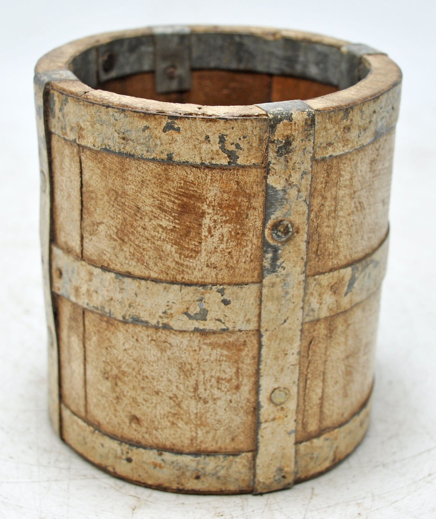 Vintage Wooden Round Grain Measurement Paili Pot Original Old Hand Crafted