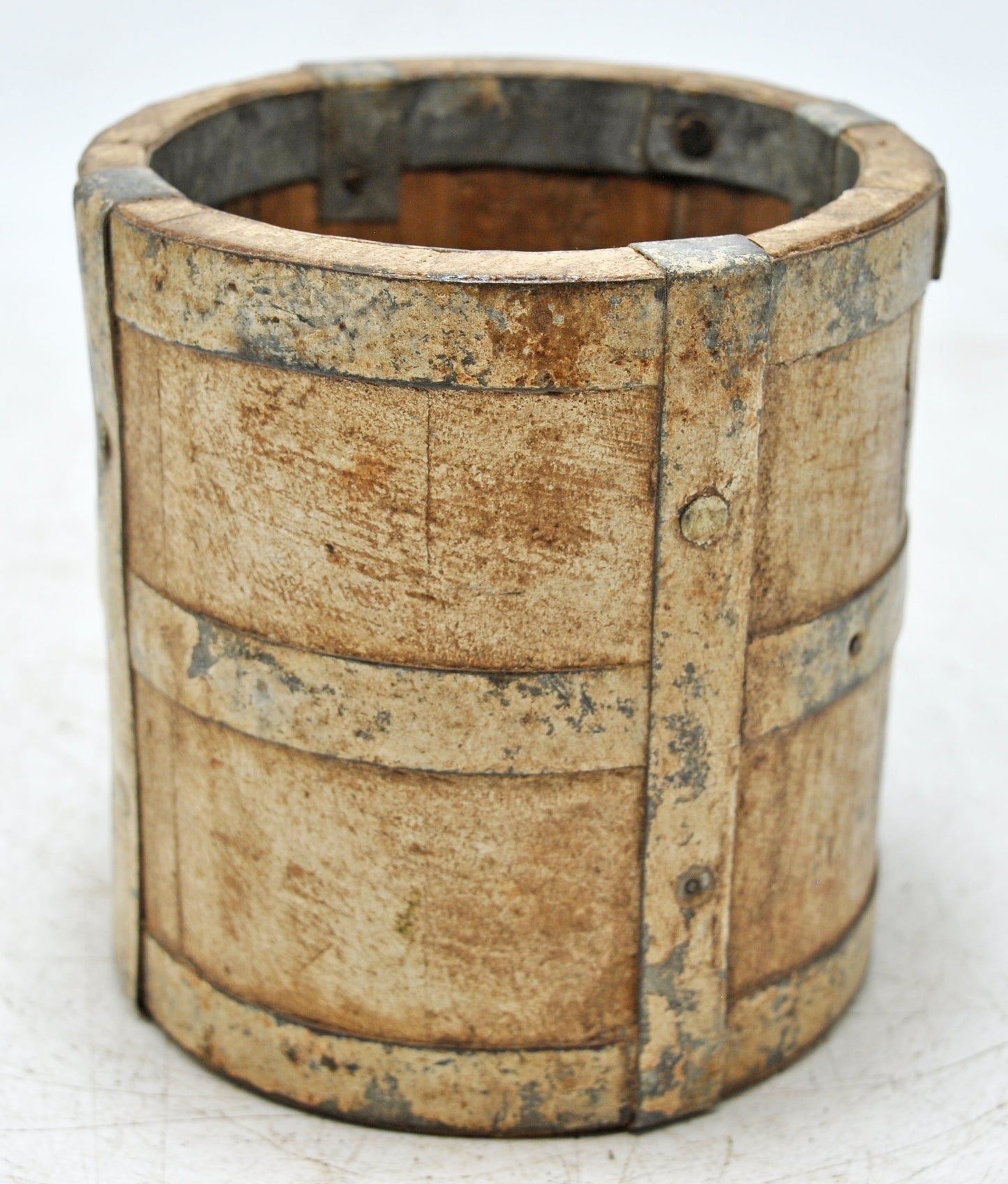 Vintage Wooden Round Grain Measurement Paili Pot Original Old Hand Crafted