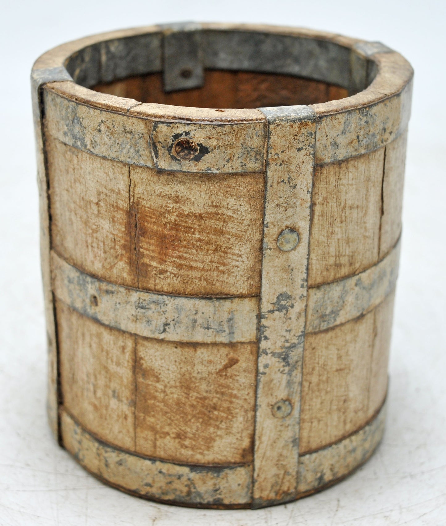Vintage Wooden Round Grain Measurement Paili Pot Original Old Hand Crafted