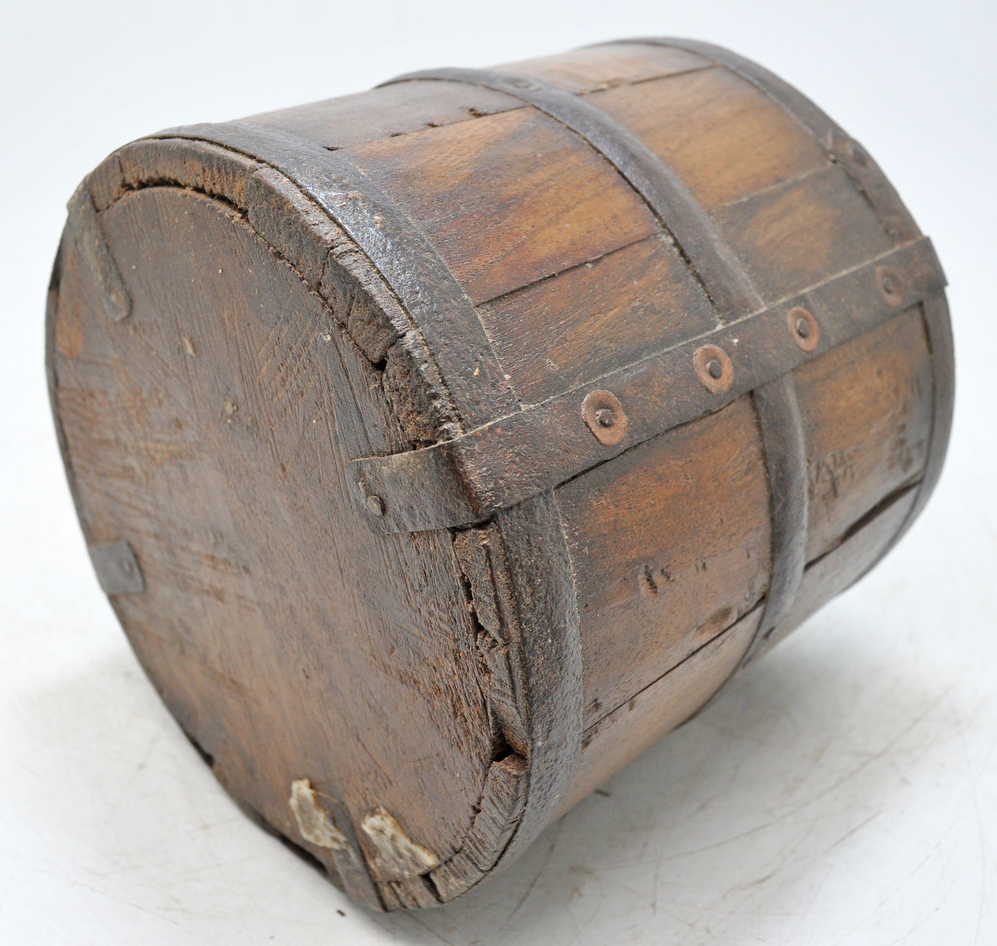 Vintage Wooden Round Grain Measurement Paili Pot Original Old Hand Crafted