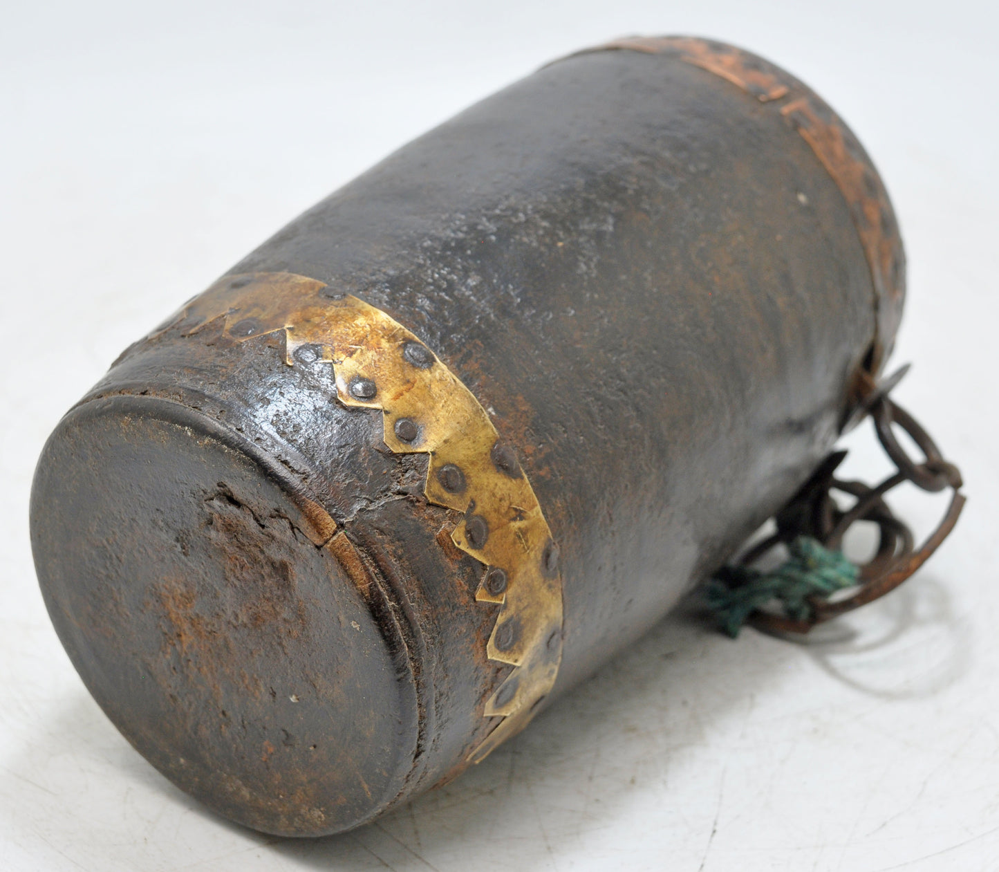 Antique Wooden Water Pot Matka Original Old Hand Crafted Metal Fitted