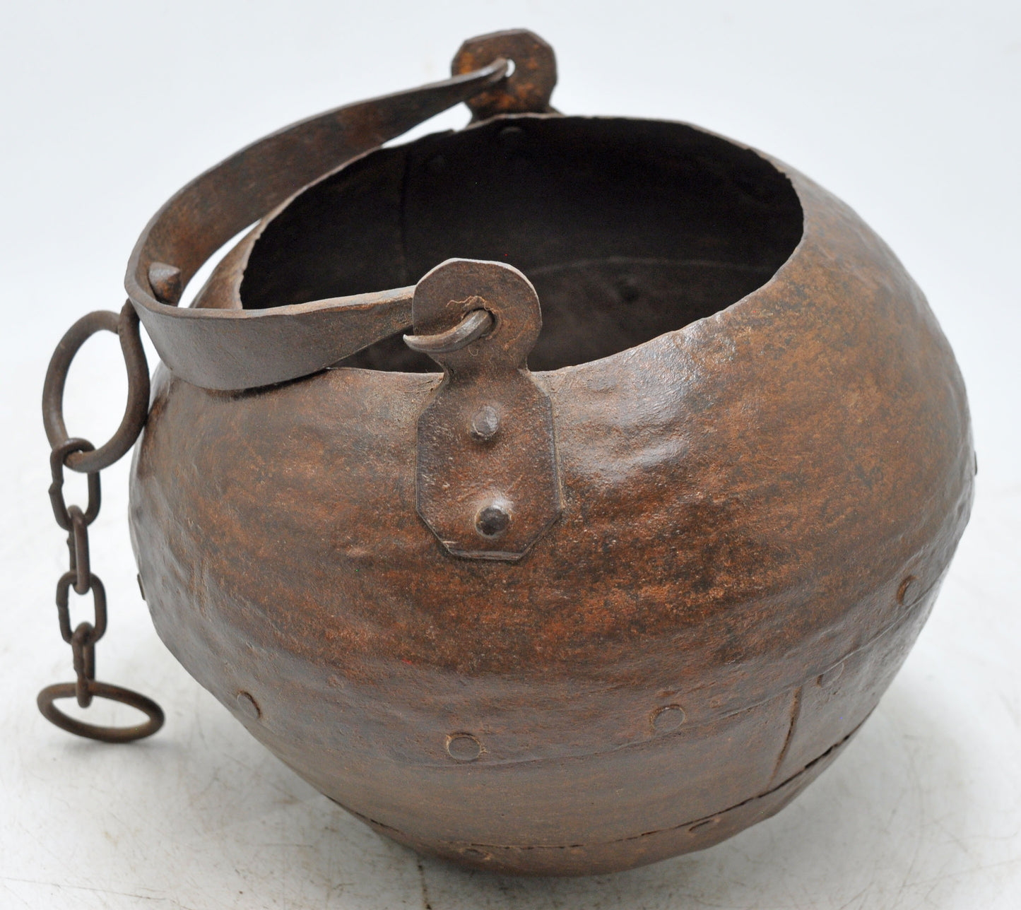 Antique Iron Well Water Bucket With Handle Original Old Hand Crafted