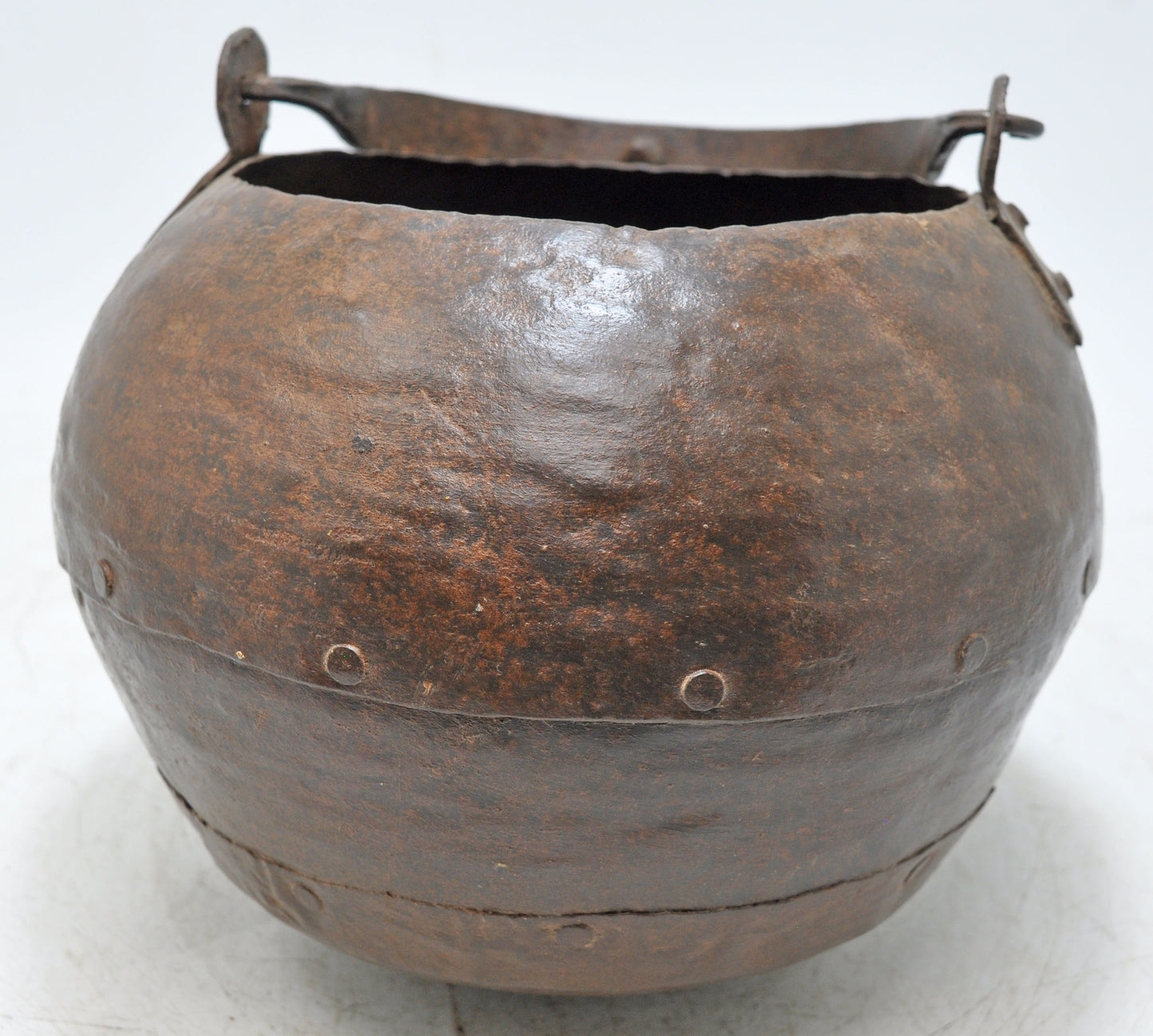Antique Iron Well Water Bucket With Handle Original Old Hand Crafted