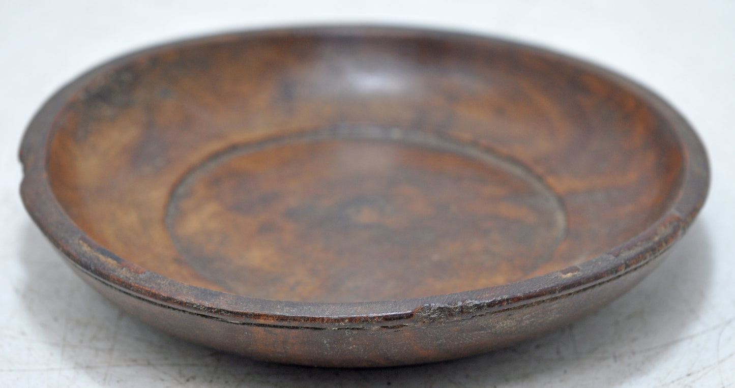 Antique Wooden Round Kitchenware Bowl Original old Hand Carved