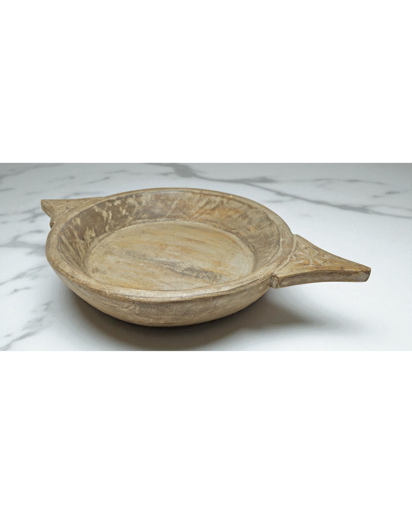 Vintage Wooden Round Dough Kneading Parat Bowl Original Old Hand Carved