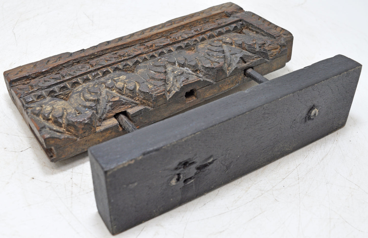 Antique Wooden Floral Carving Panel Plaque Original Old Hand Carved
