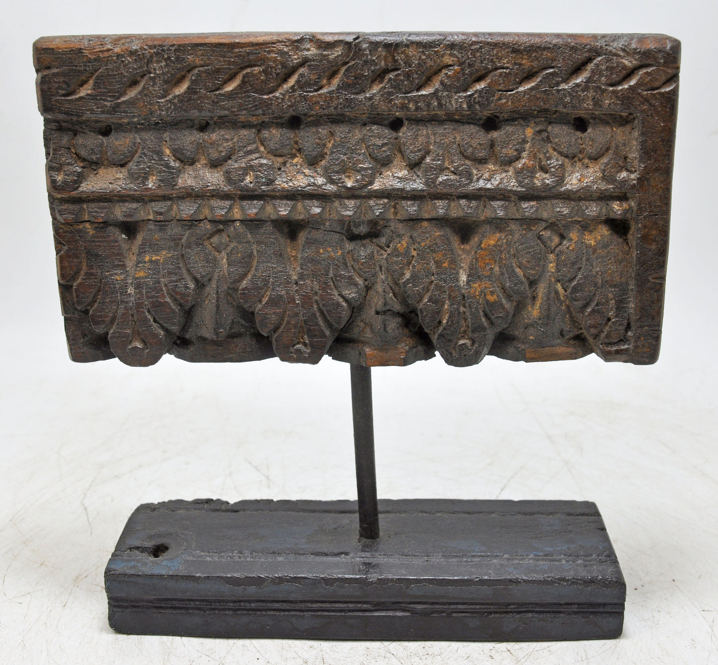 Antique Wooden Floral Carving Panel Plaque Original Old Hand Carved